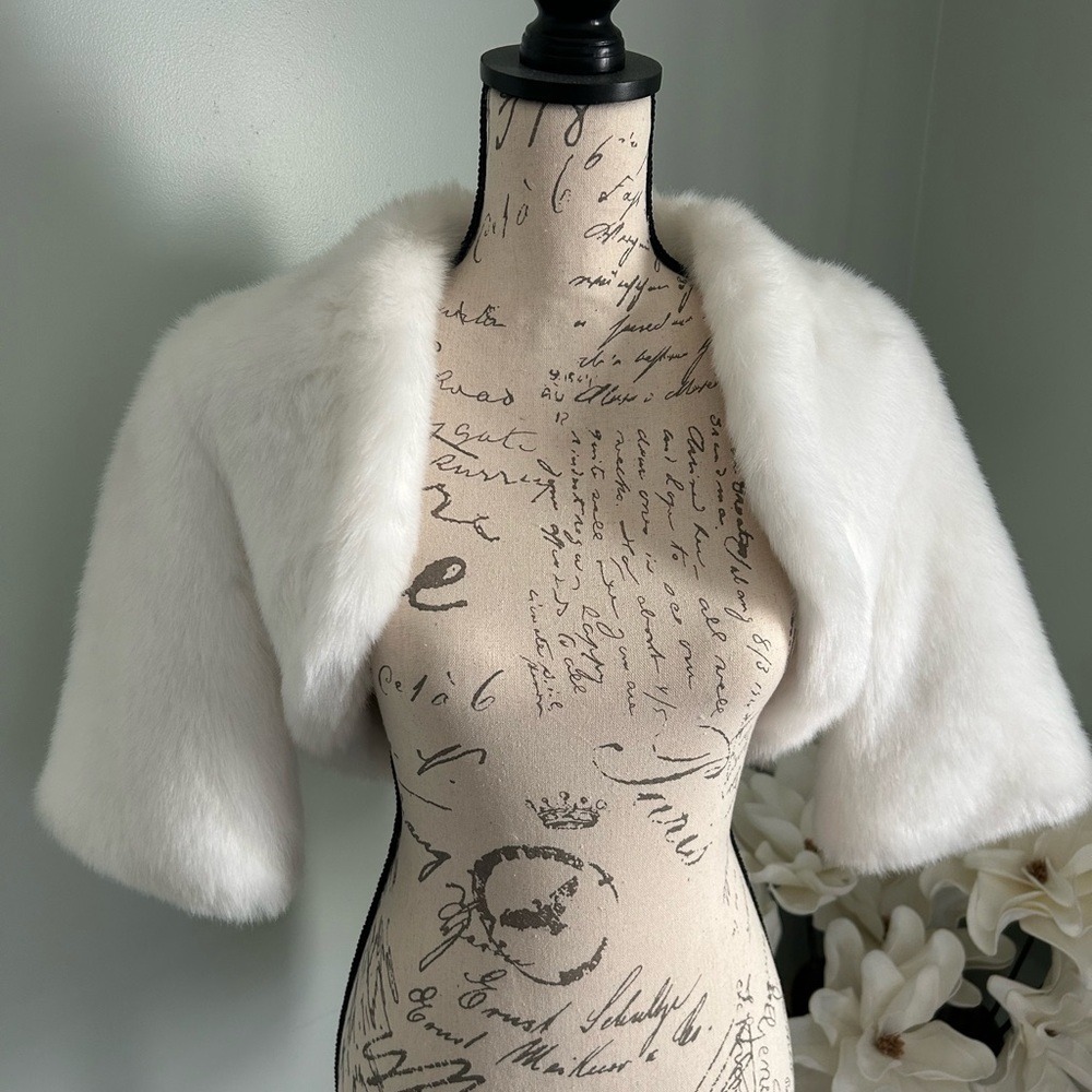 Fabulous Furs White Faux Fur Jacket